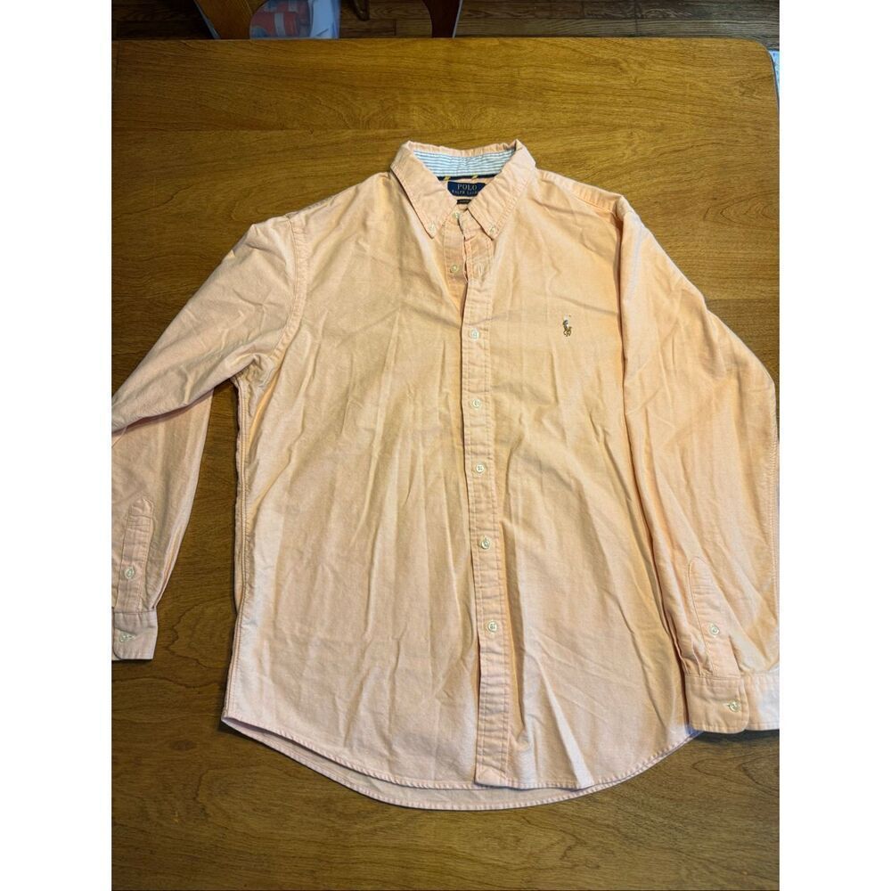 Polo Ralph Lauren Mens Classic Fit Cotton Long Sleeve Button Down Shirt Peach XL